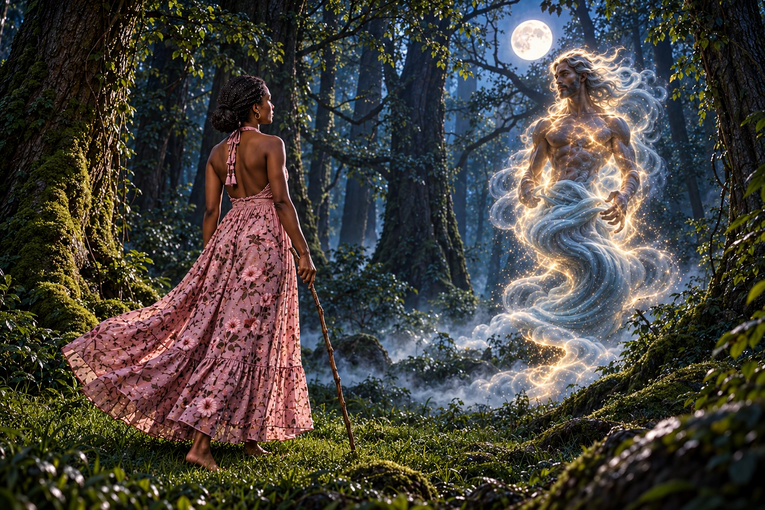 An imagined moonlit forest encounter from Rodah Mariah’s writing ritual